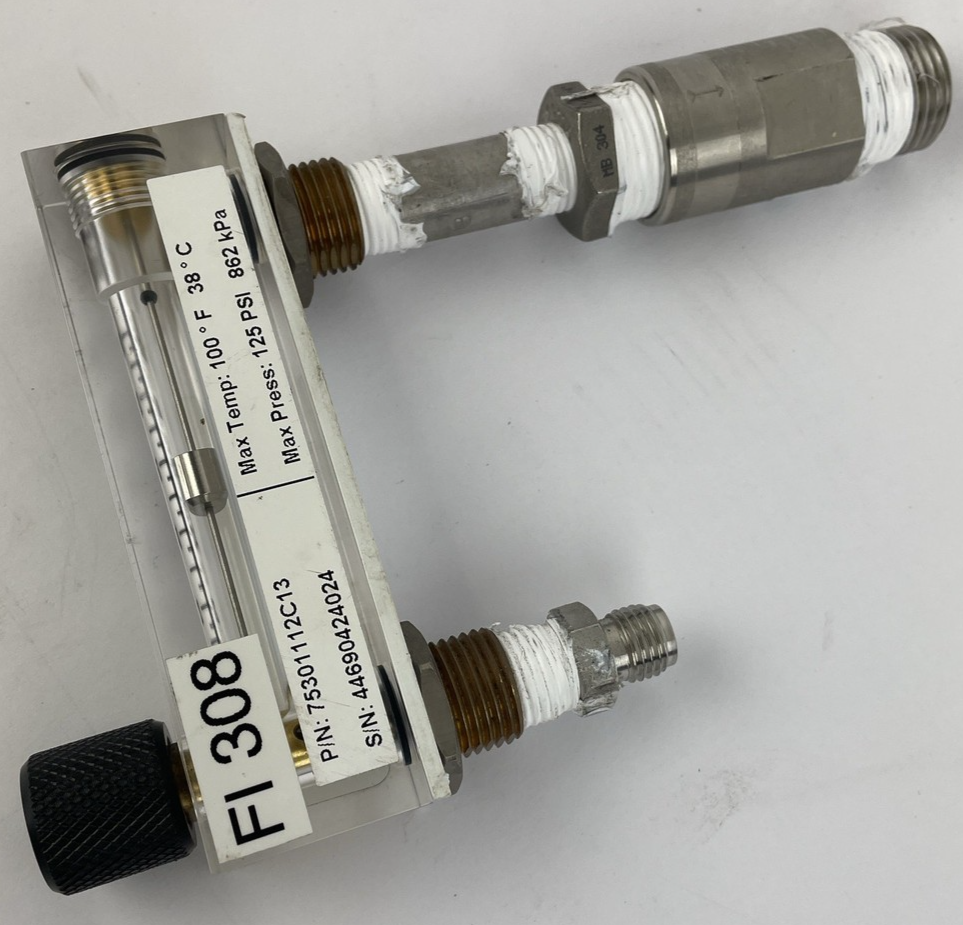 King Instrument 75301112C13 Acrylic Tube Flowmeter w/ Valve 0-100SCFM, 1/4" A1