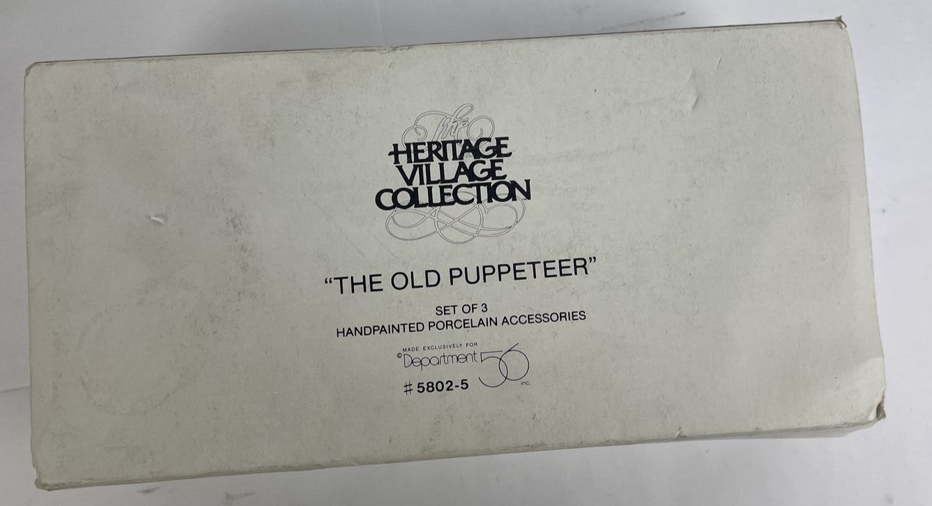 Dept 56 Heritage Village Collection THE OLD PUPPETEER 3 Figures 5802-5 IN Box