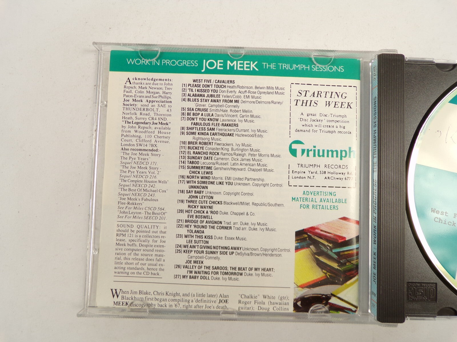 The Triumph Session Joe Meek Work In Progress CD#47