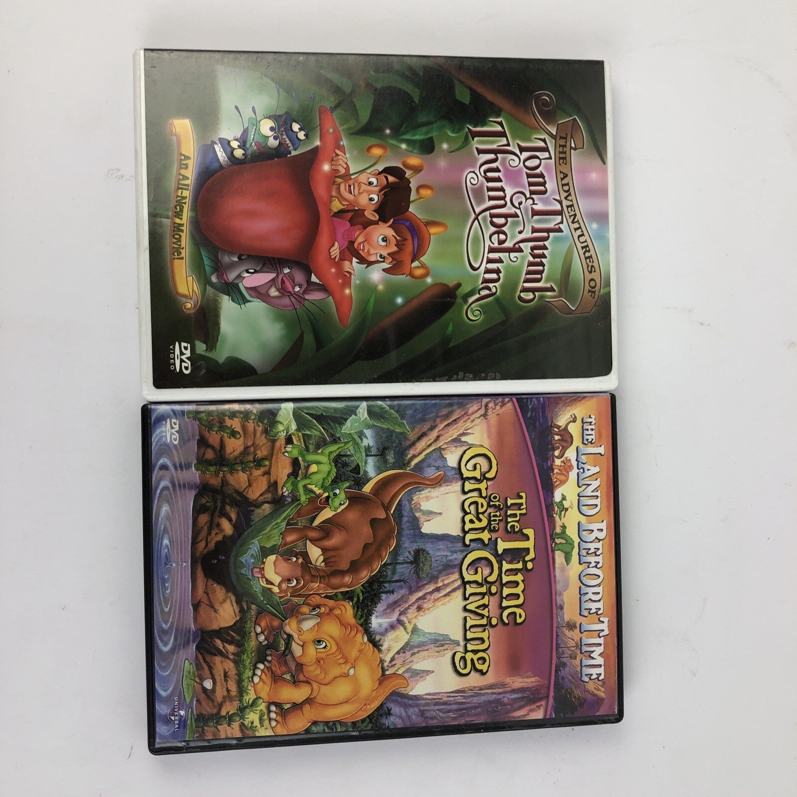 The Adventures of Tom Thumb Thumbelina + THE LAND BEFORE TIME (DVD, 2002) 2 DVDs