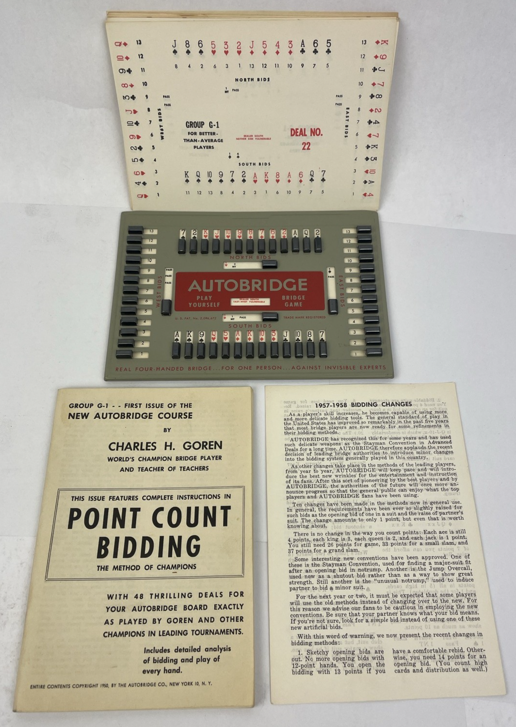 Vintage 1950 Charles Goren AUTO BRIDGE PLAY YOURSELF BRIDGE GAME Complete