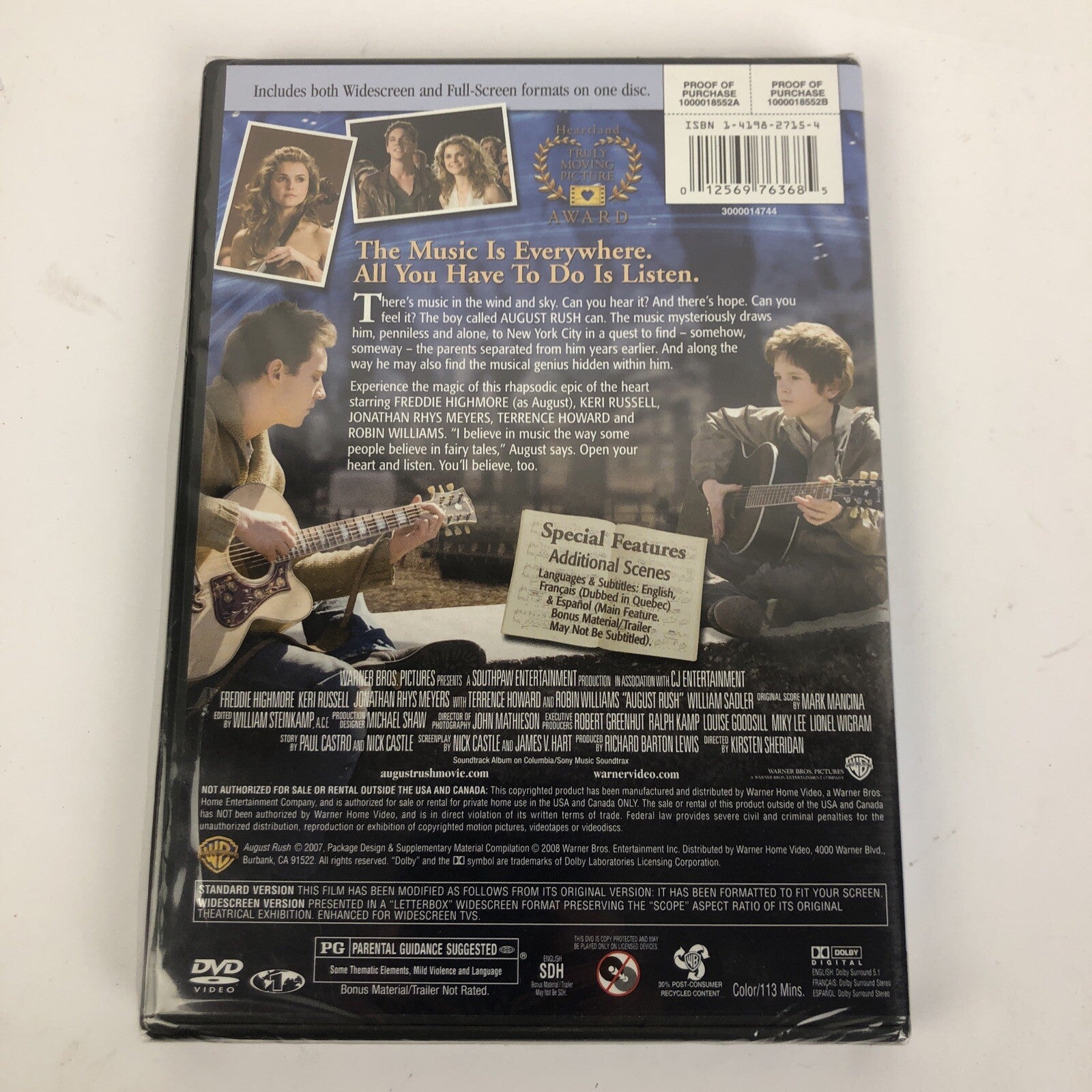 { Brand New Sealed } AUGUST RUSH DVD 2007 WideScreeN & Full Screen Movie