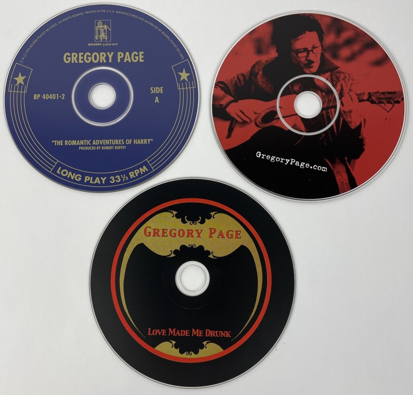 3 x Gregory Page CDs The Romantic Adventures of Harry, Love Made Me Drunk, Self
