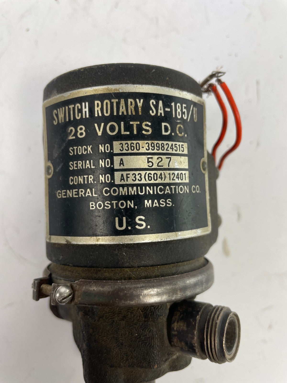 General Communication Co. SA-185/U rotary switch  28 volts D.C.
