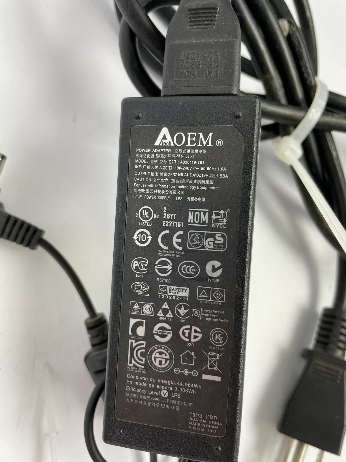 Genuine A Tech OEM PSM08VADJ Output 19 V 1.58 A Power Supply Adapter A63