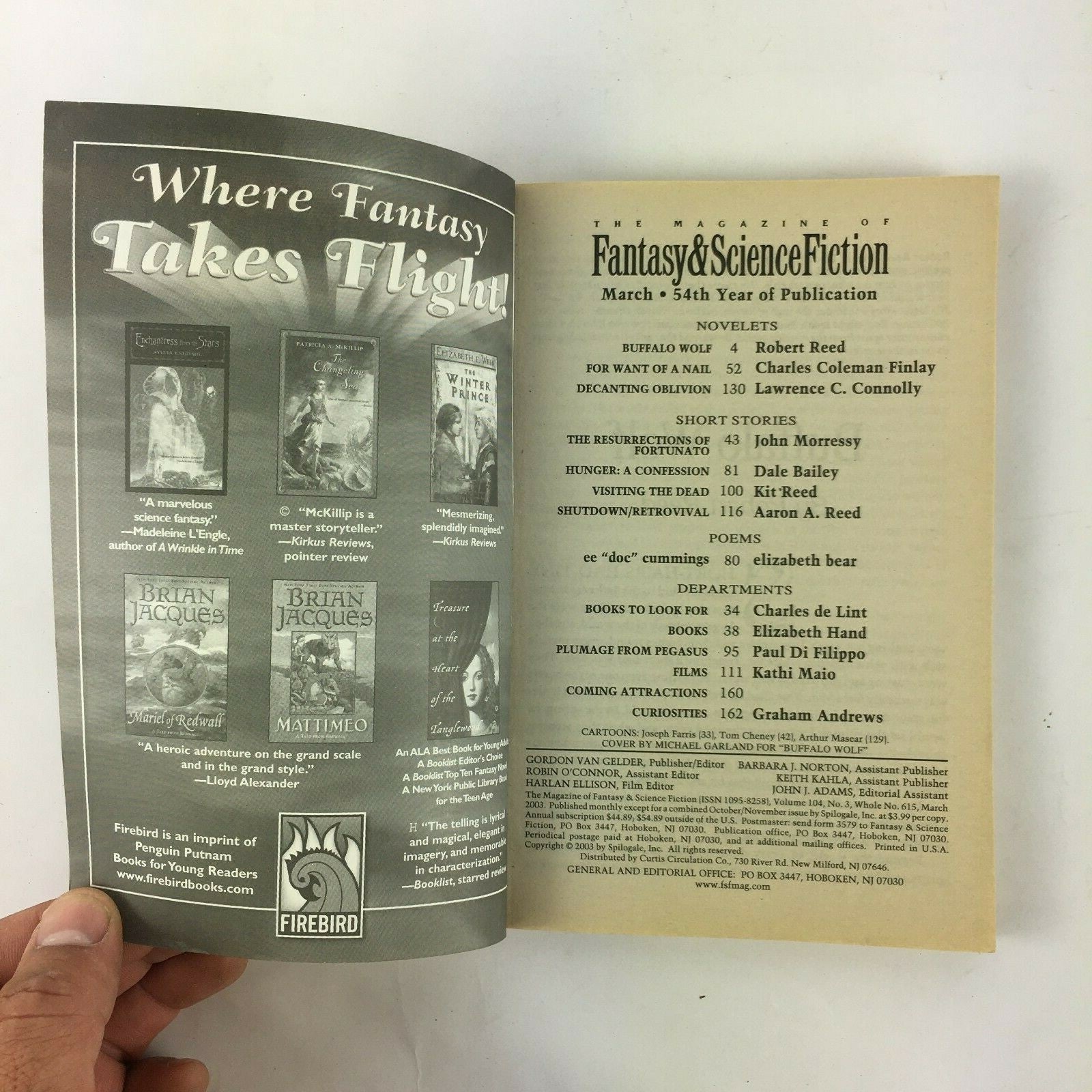 March Fantasy&Science Fiction Magazine Buffalo Wolf Robert Reed Kit Reed
