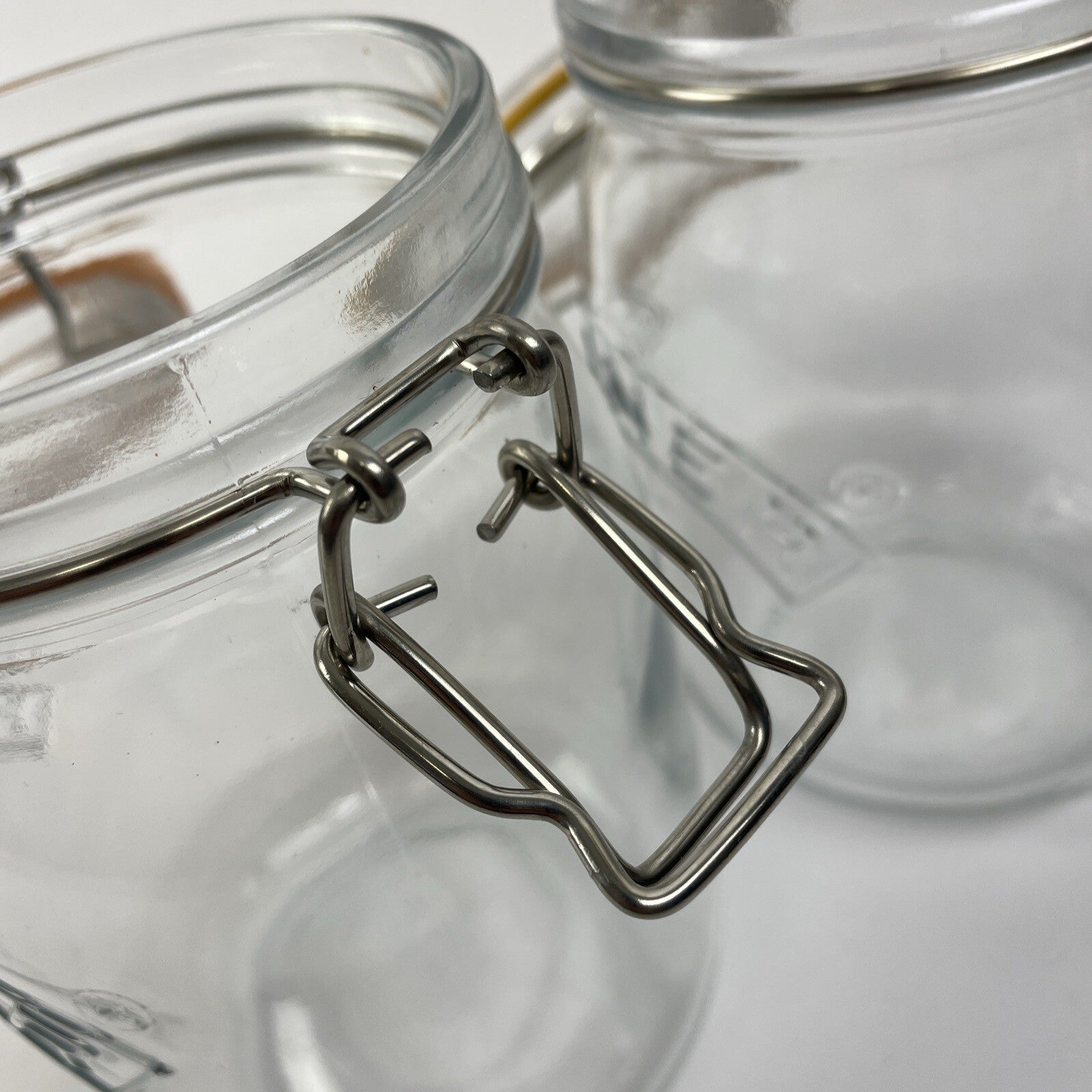 2 x Embossed Kilner  Square Glass Hinged  Canning  Candy Jar Canister Mason Like