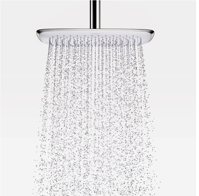 Hansgrohe PuraVida chrome rain shower head with arm and flange demo model