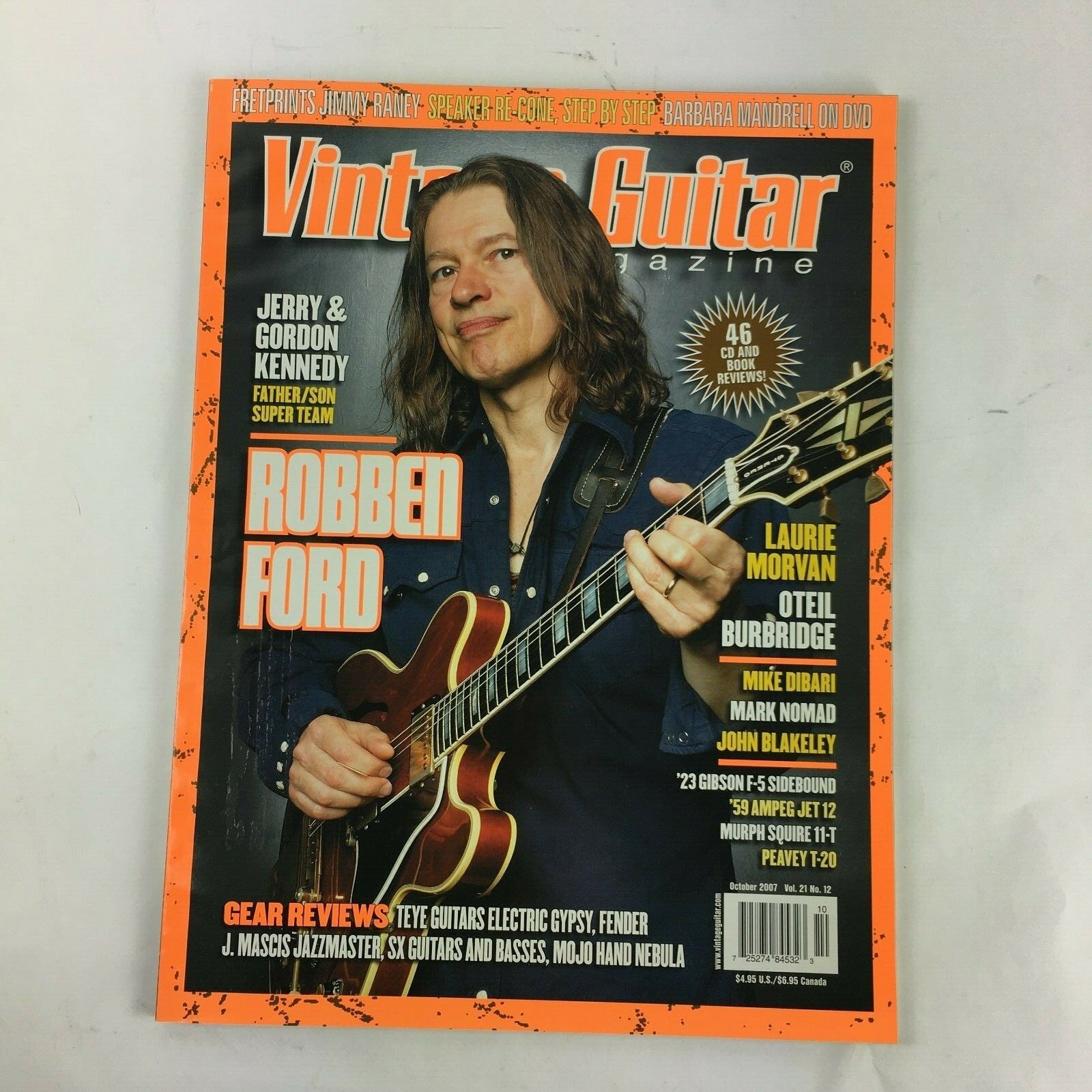 October 2007 Vintage Guitar Magazine Robben Ford Laurie Morvan Jerry & Cordon