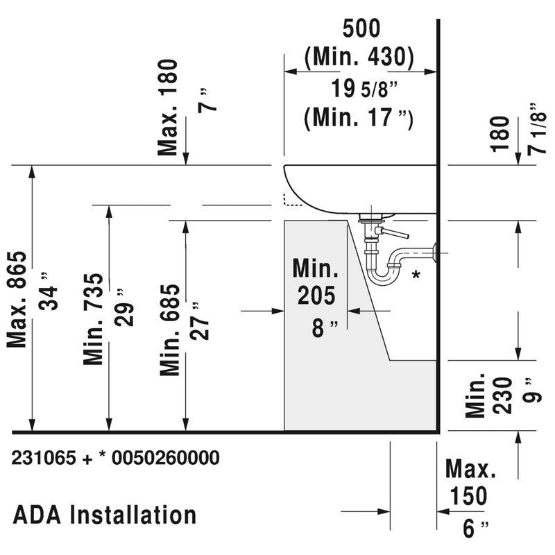 Duravit 23106500002 D-code 25-5/8 x 19-5/8" Wall Mounted Bathroom Sink White