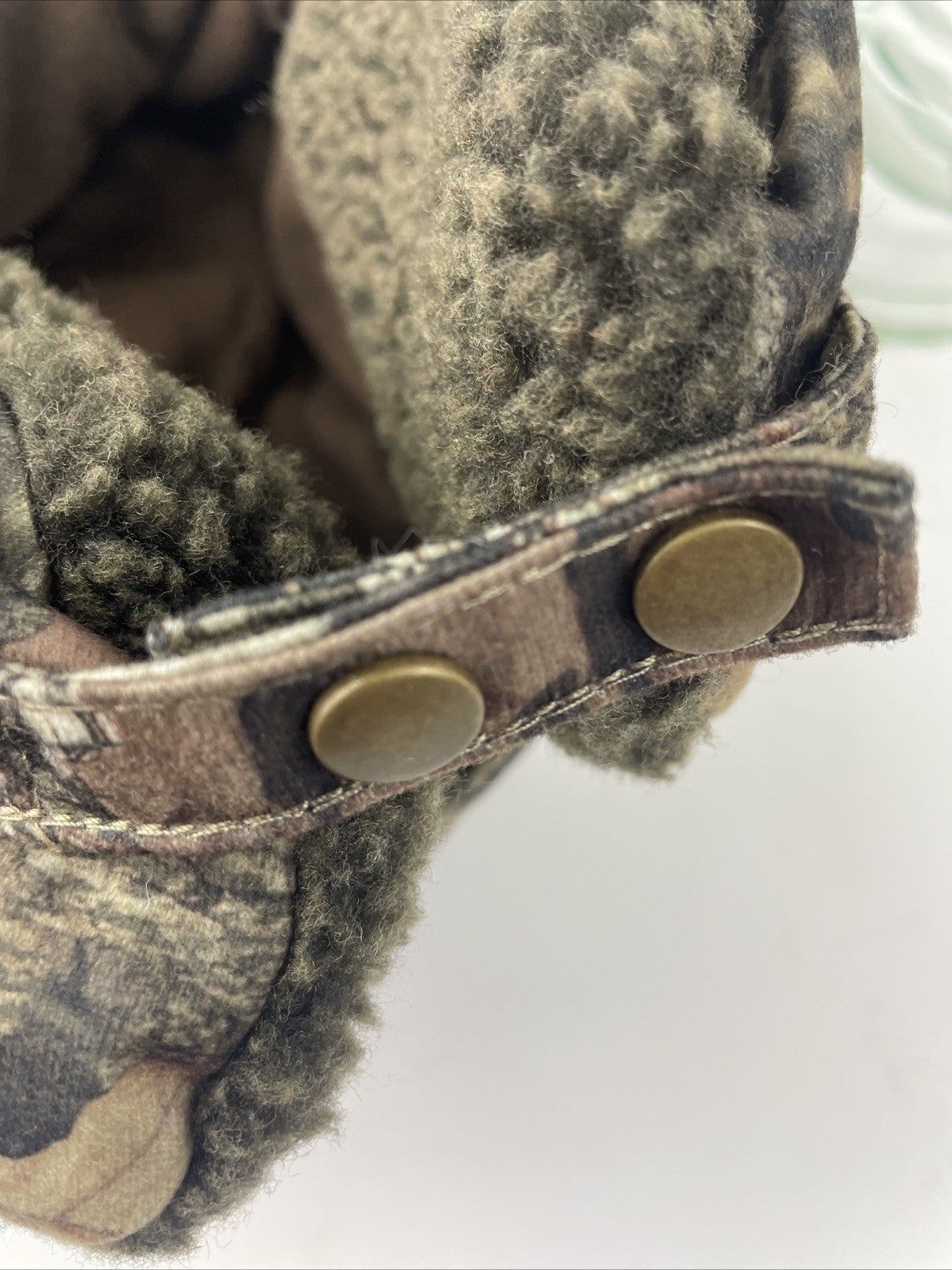 Fur Lined Winter Hat Camo Small Insulated Quilted Lining Strap Size M / L