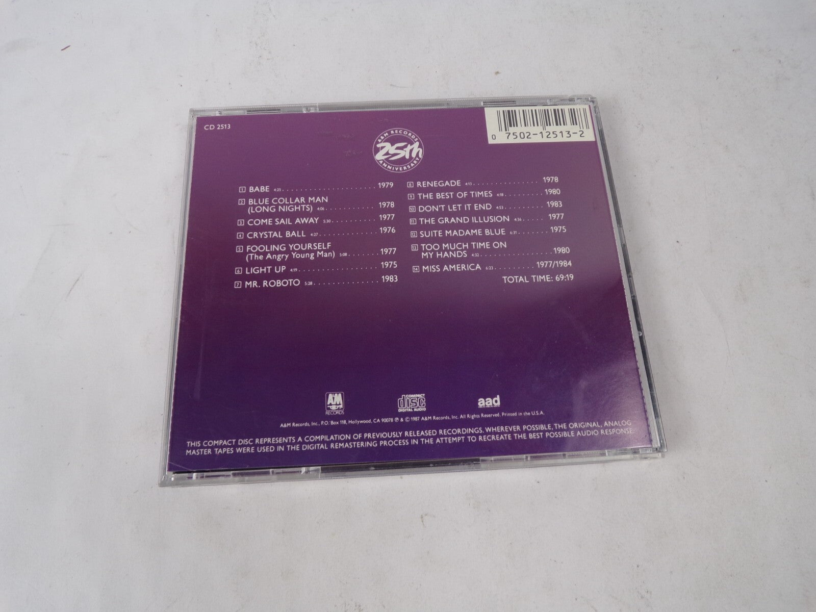 Styx Classics Babe Blue Collar Man Comes Sail Away Crystal Ball Fooling CD#62