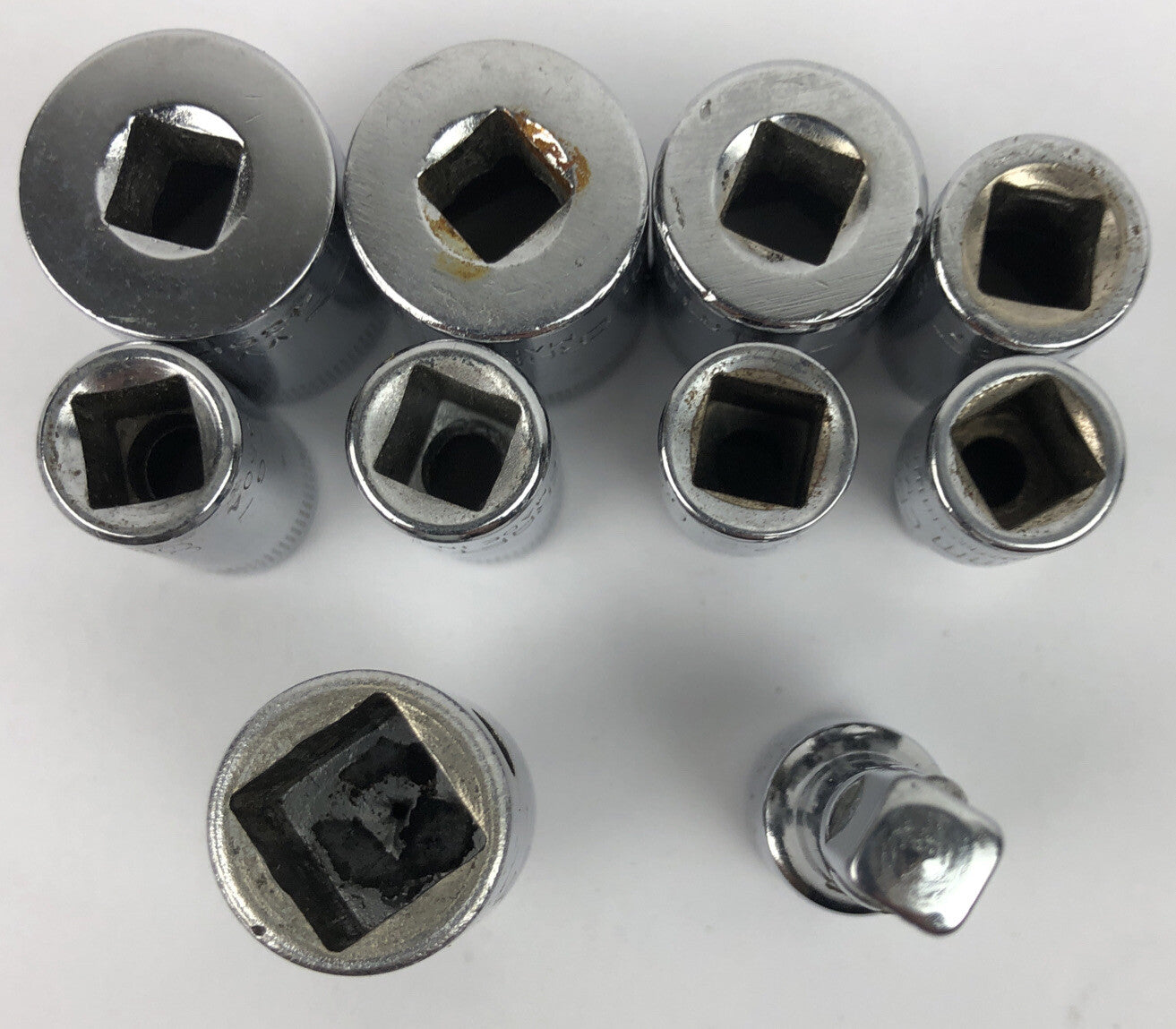 8 x Craftsman USA Sockets 13mm 12mm 11mm 9mm 8mm 7mm 6mm 5mm Shallow + Adapters