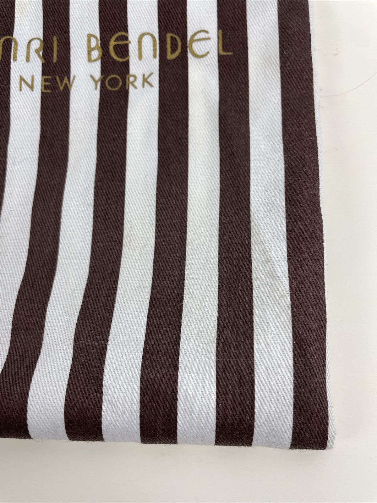 Henri Bendel NYC Dust Bag Wallet, Small Purse Bag 10" x 6"  Brown White Stripes