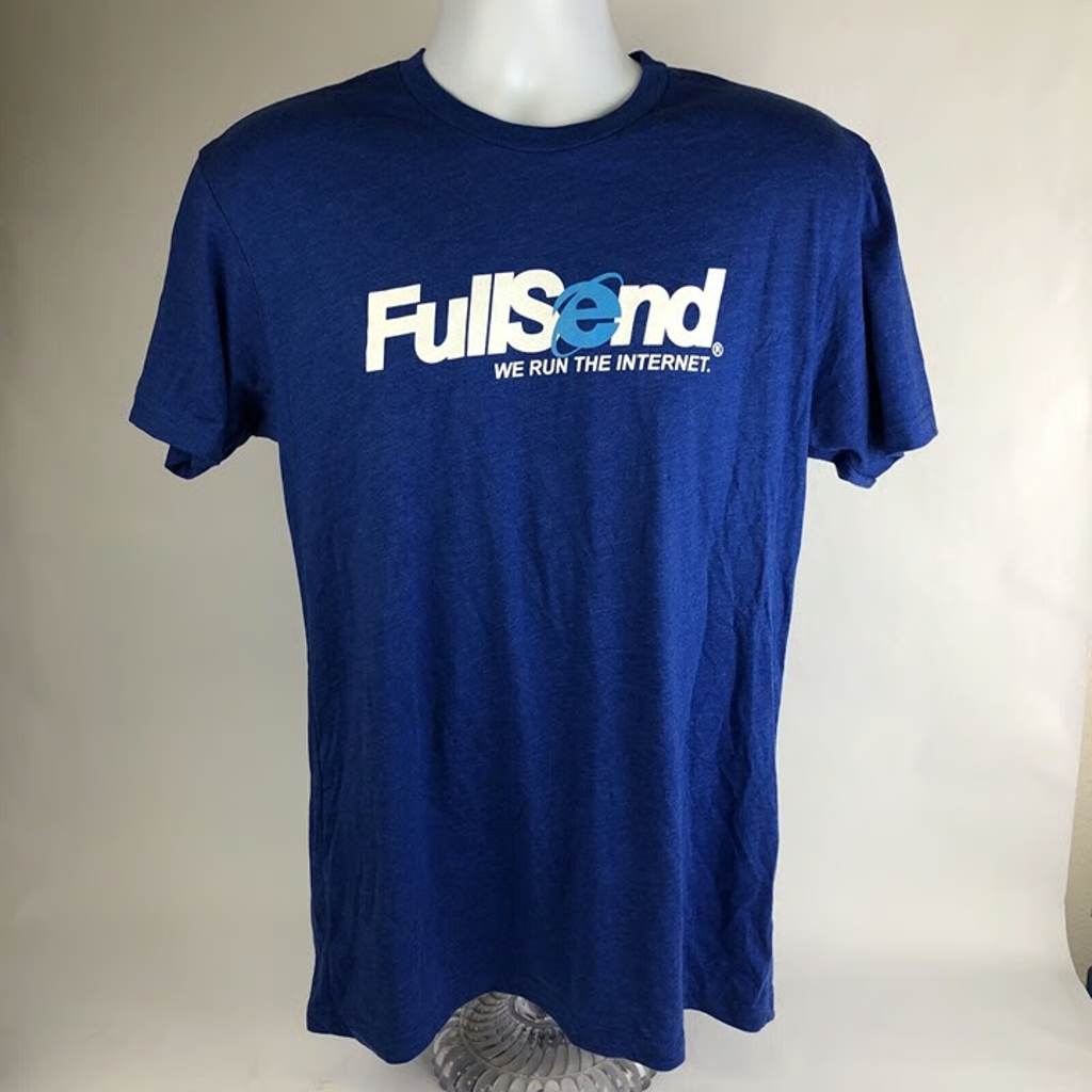 Nelk Boys Full Send We Run The Internet Blue Tee Medium NWOT July 2021 Drop