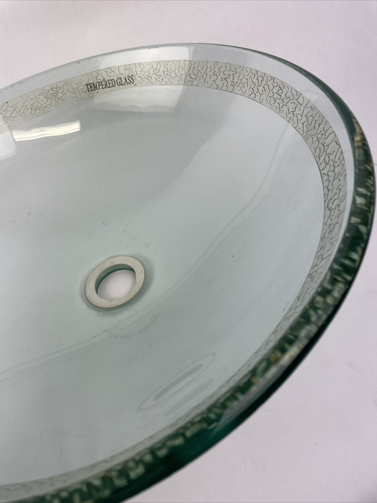 Bathroom Glass Vessel Sink Drain Faucet Clear Tempered Combo Basin Bowl 17"x5.5"