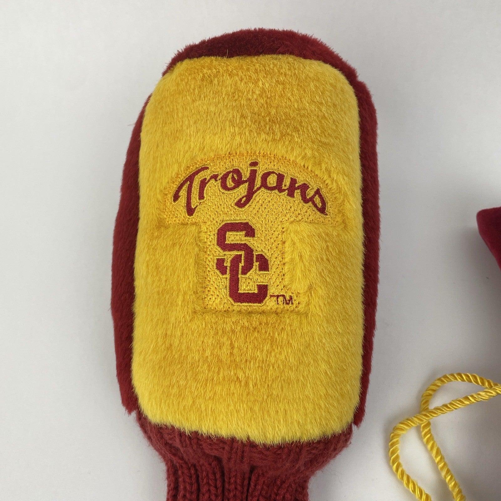 Vintage 1980s USC Trojans golf driver head covers with storage bag cardinal and gold