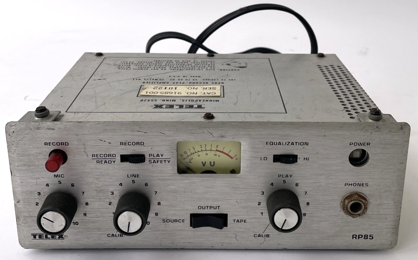TELEX RP-85 Record / Play Amplifier  105/130 VAC 50 - 60 Hz Made in the U.S.A.