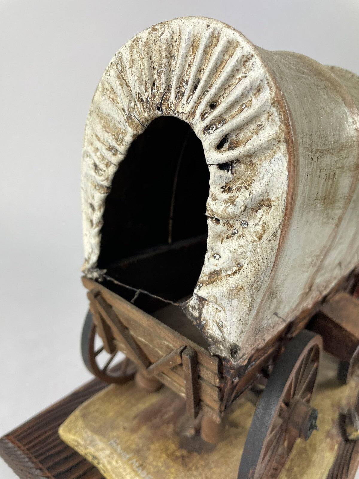 Oscar M Cortes 1980 Hand ORIGINAL HAND CARVED wooden covered wagon
