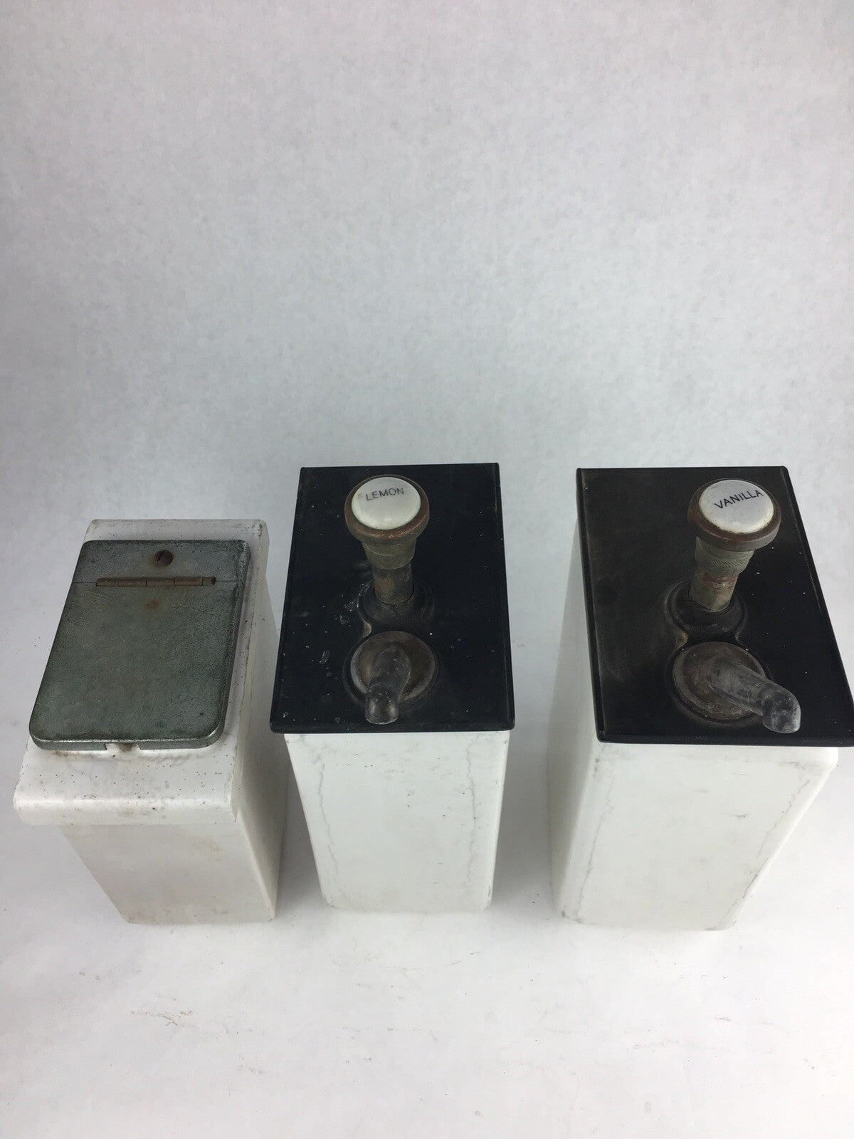 Vintage Porcelain Ice Cream Soda Fountain Topping Dispenser Lot