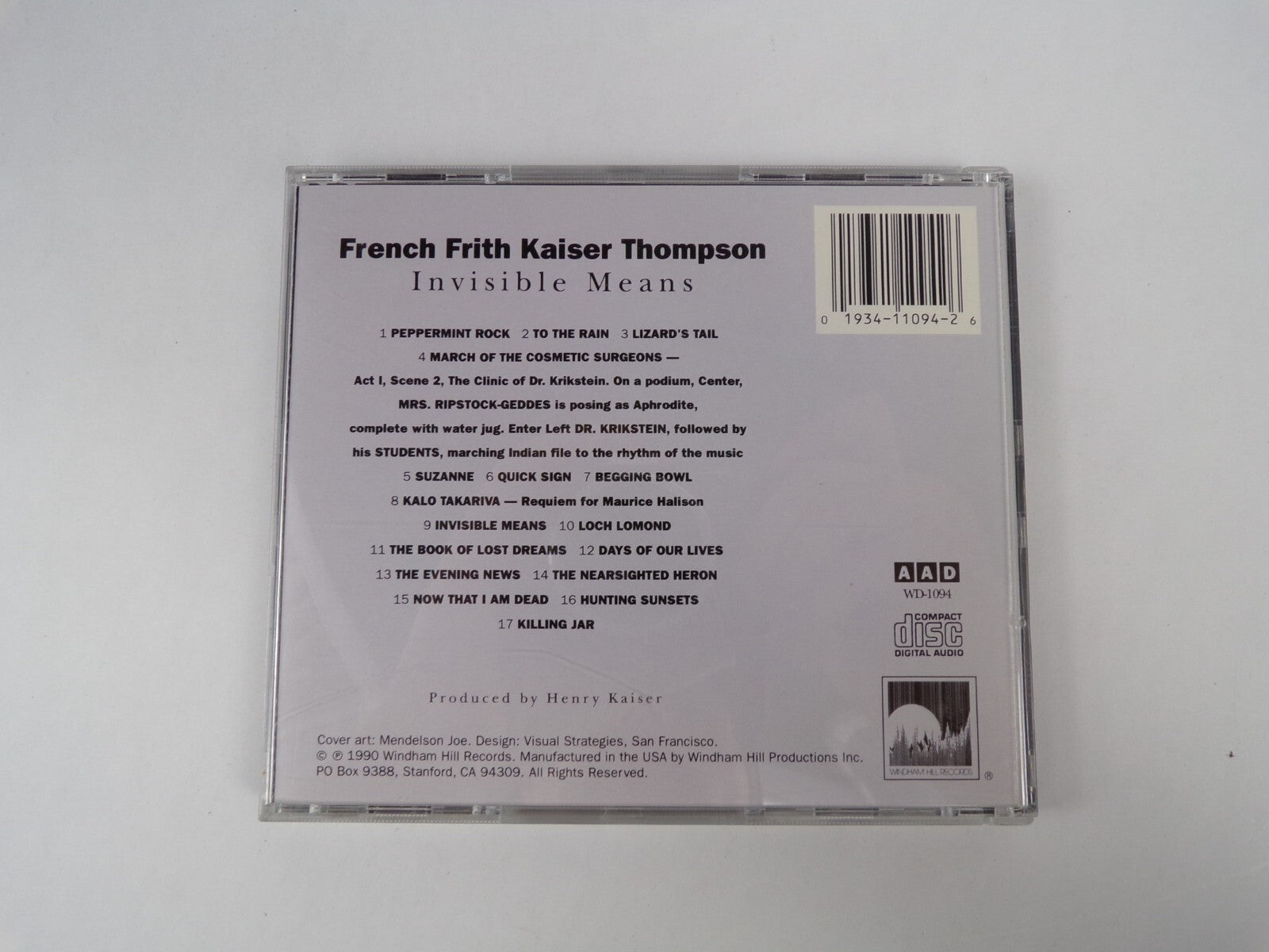 French Frith Kaiser Thompson Invisble Means CD #11