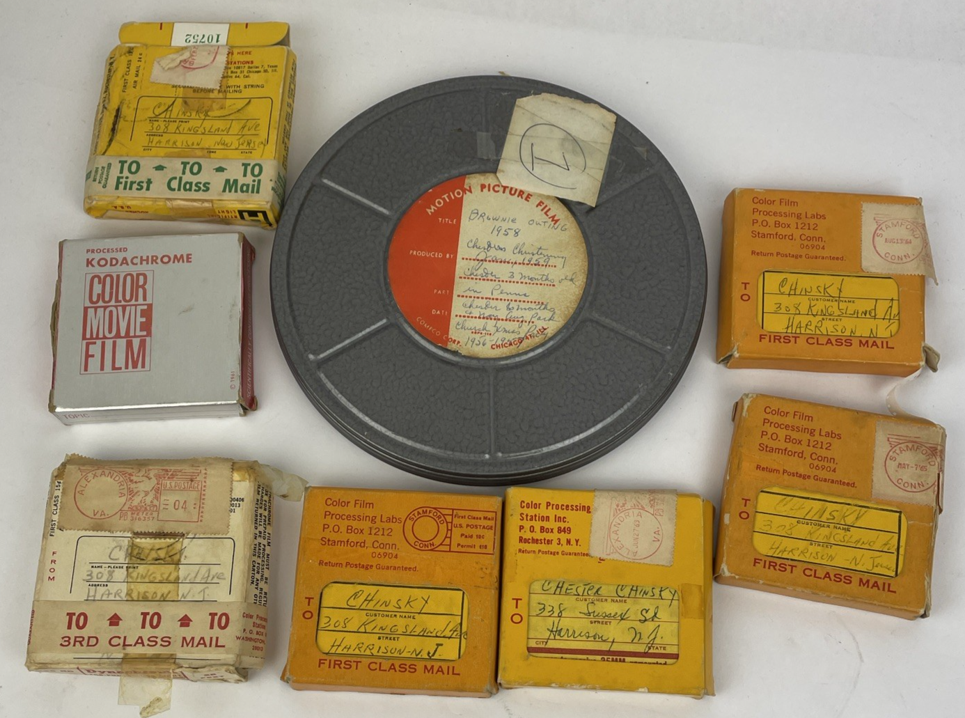 Vtg Lot of 8 Home Movies 8mm Reels 1950's New Jersey Christmas Birthday Swimming