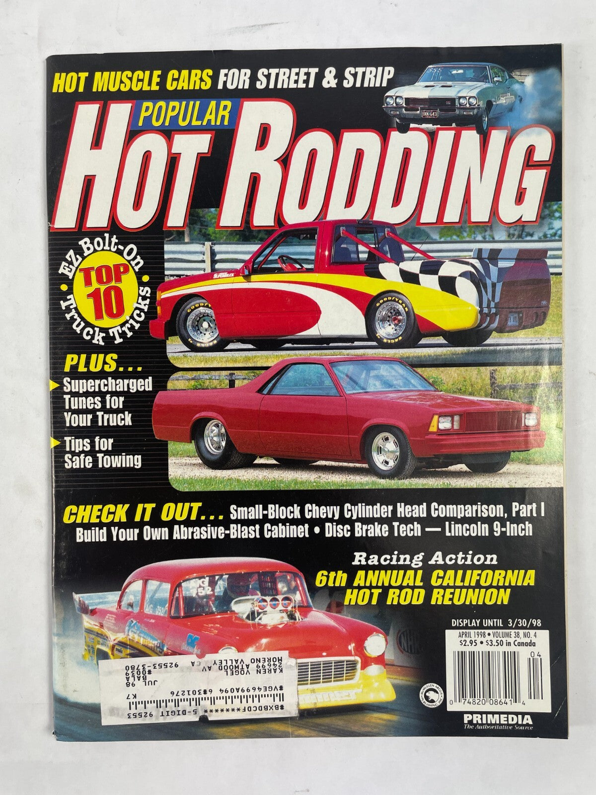 April 1998 Hot Rodding Magazinee Hot Muscle Cars For Street & Strip Popular Supe