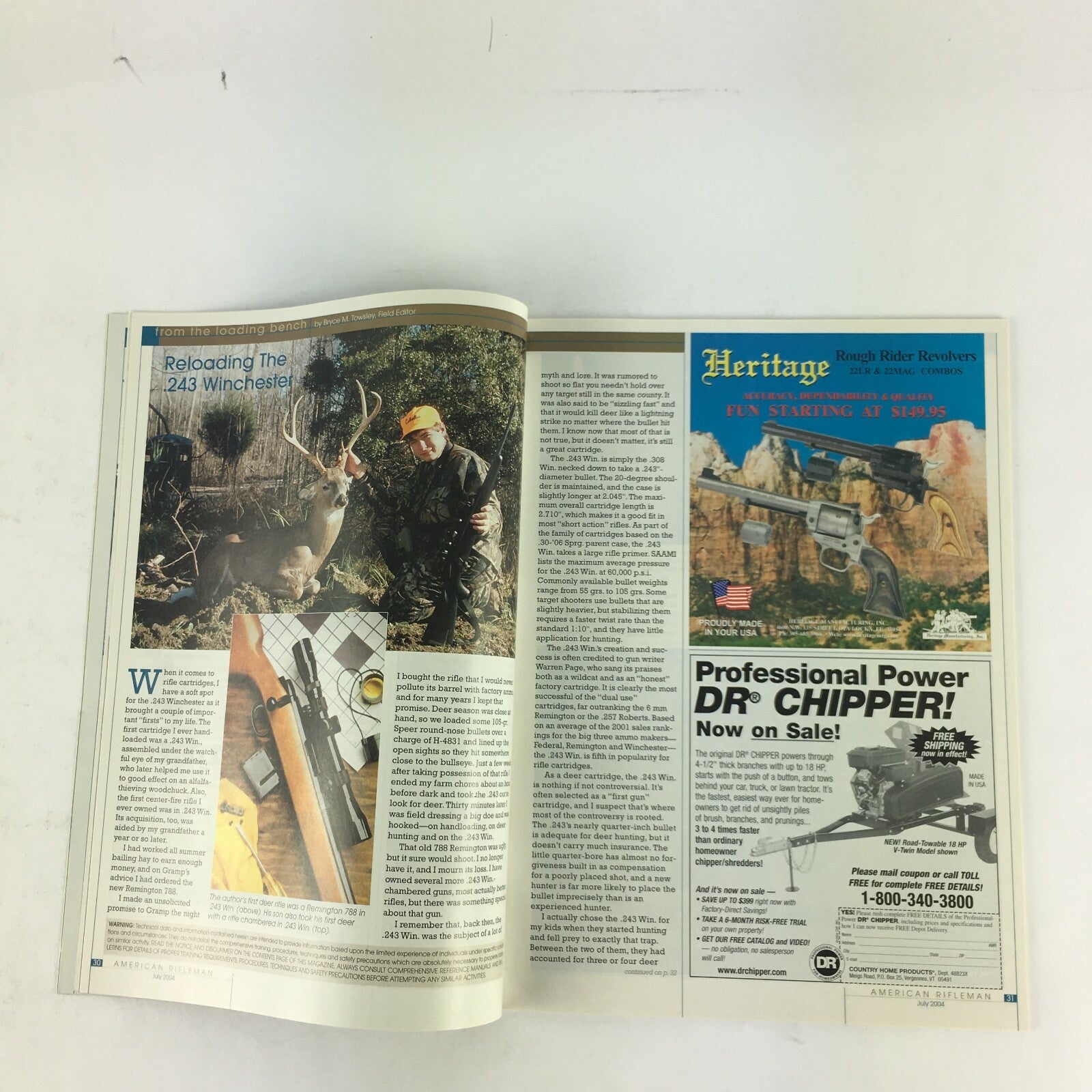 July 2004 American Rifleman Magazine Kimber's 8400 in .300 WSM SW 99 Tales Krag
