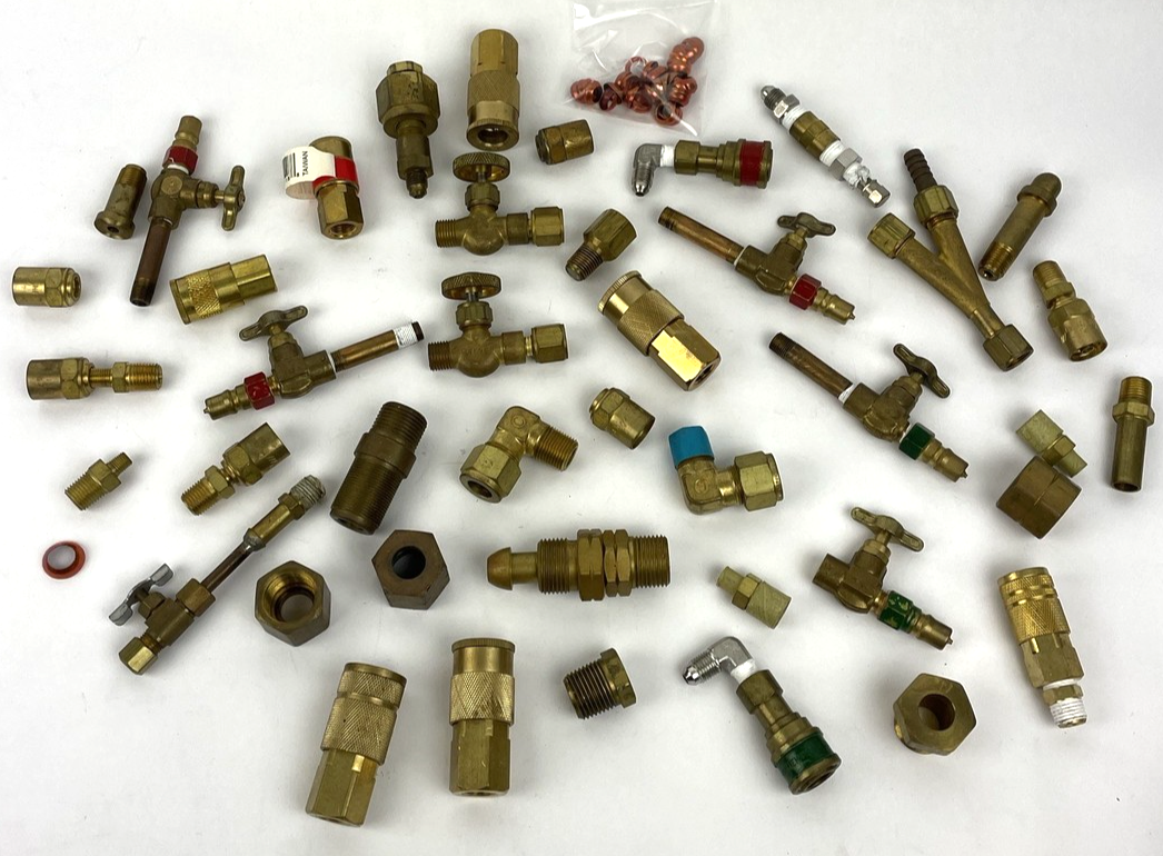 Campbell Hausfeld + More Brass Coupler Ball Valve Connections Lot Steampunk LOOK