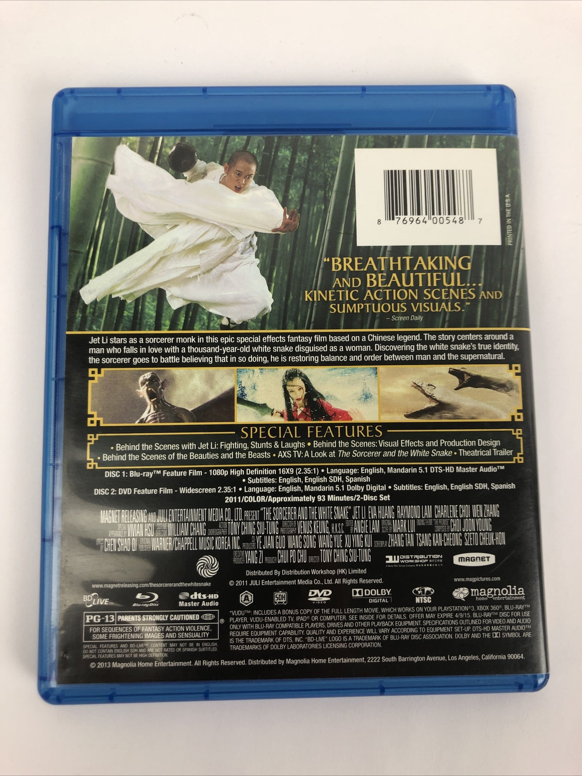 The Sorcerer and The White Snake Jet Li Eva Huang [Blu-ray+DVD] * MINT DISCS