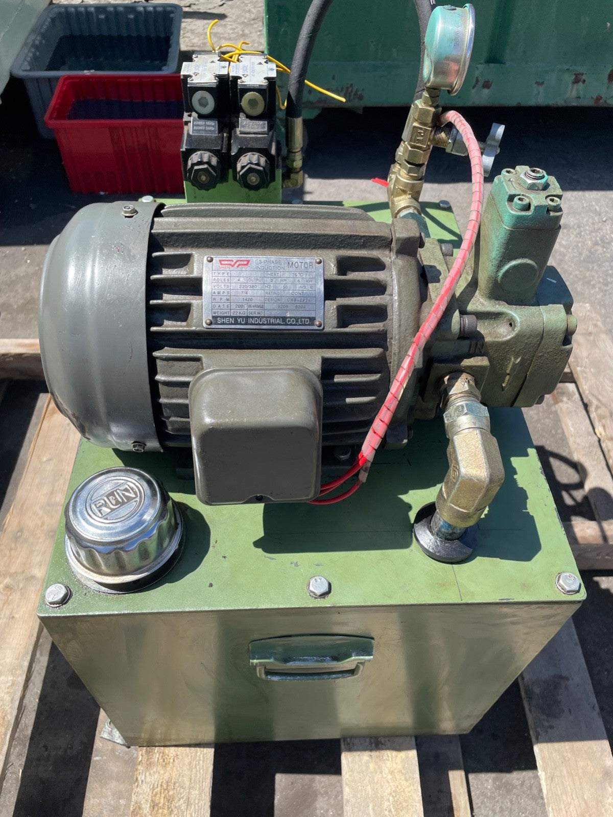 Shen Yu 2HP Hydraulic Power Unit 10 Gallon Tank 10.5 GPM 220/380V 3PH Vane Pump