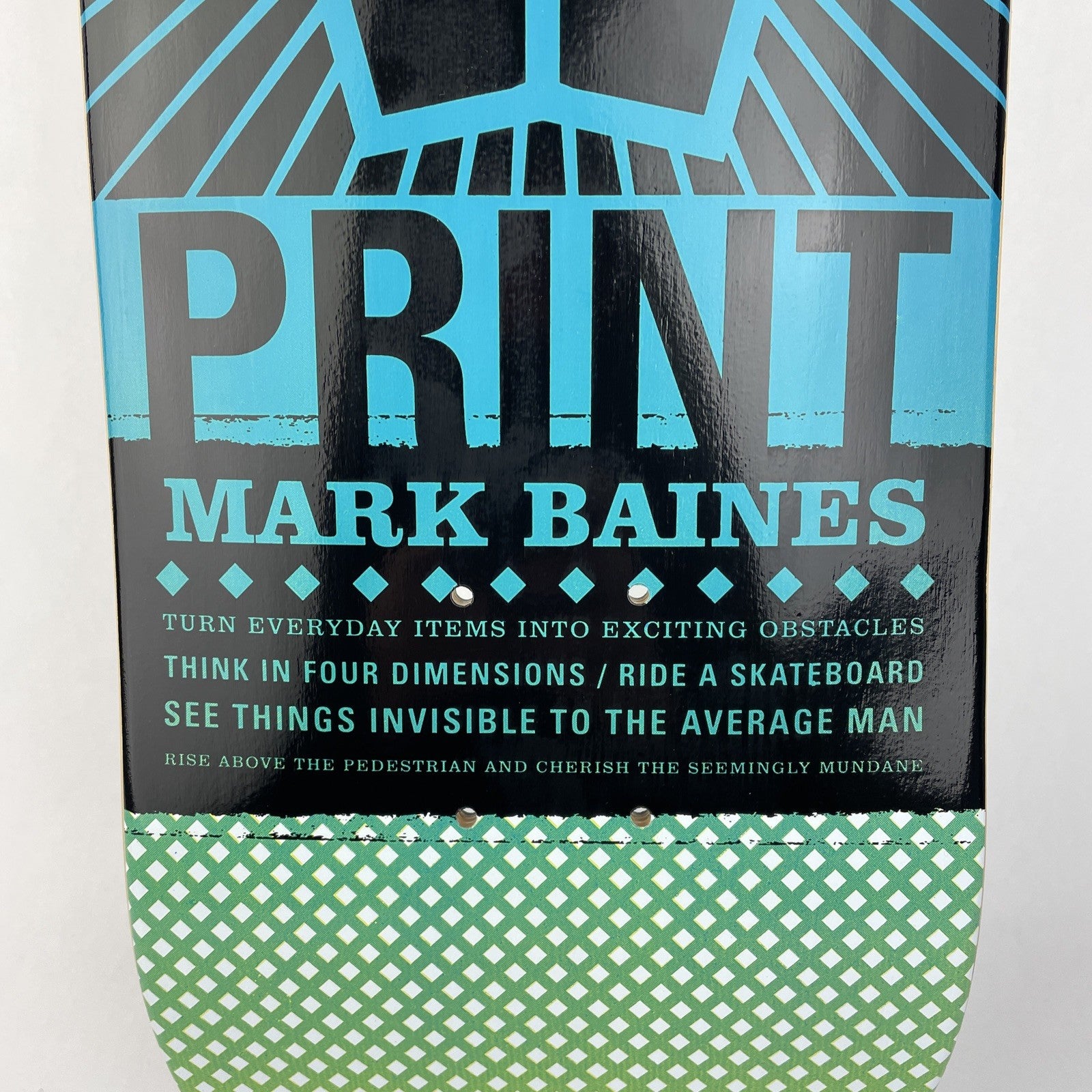 Vintage BLUEPRINT skateboards deck 8" RARE Mark Baines Pachinko Green Top Stain