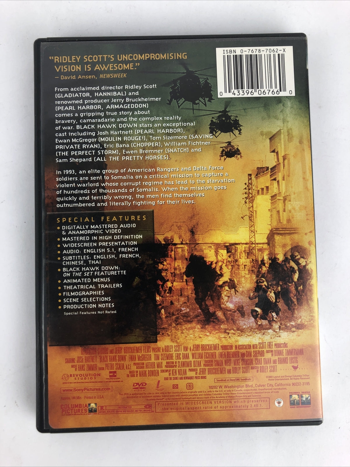 Ridley Scott's BLACK HAWK DOWN (2001) Josh Harnett Ewan McGregor Free Shipping