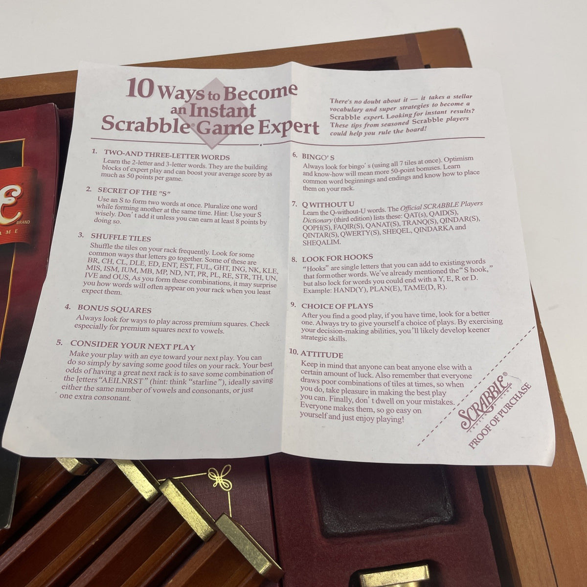 Scrabble Rotating Premier Wood Luxury Edition Crossword Board Game Complete VGC
