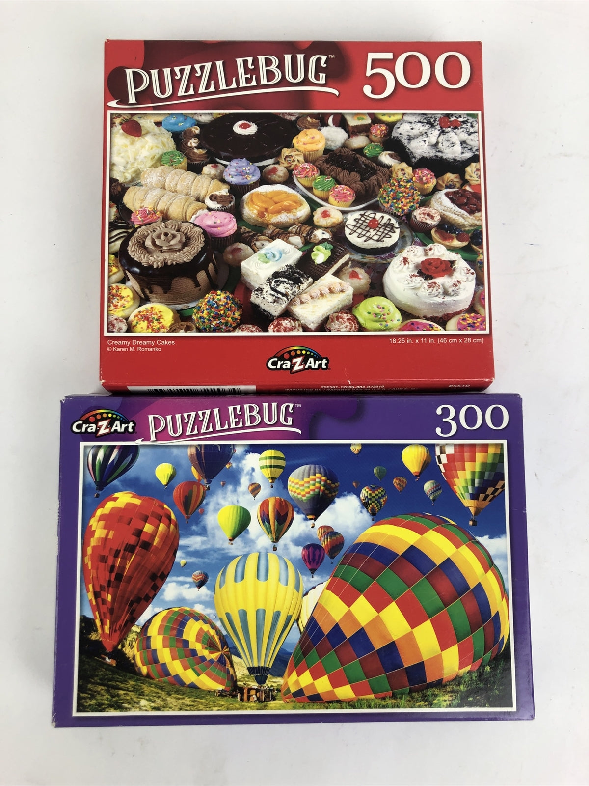 Lot of 2 CraZart PUZZLEBUG 300 500 Piece HOT AIR BALLOONS + Creamy Dreamy Cakes