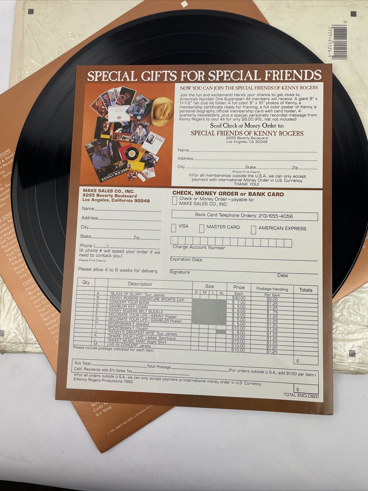 Kenny Rogers  Love Will Turn You Around   Record Album Vinyl LP w Insert Advert