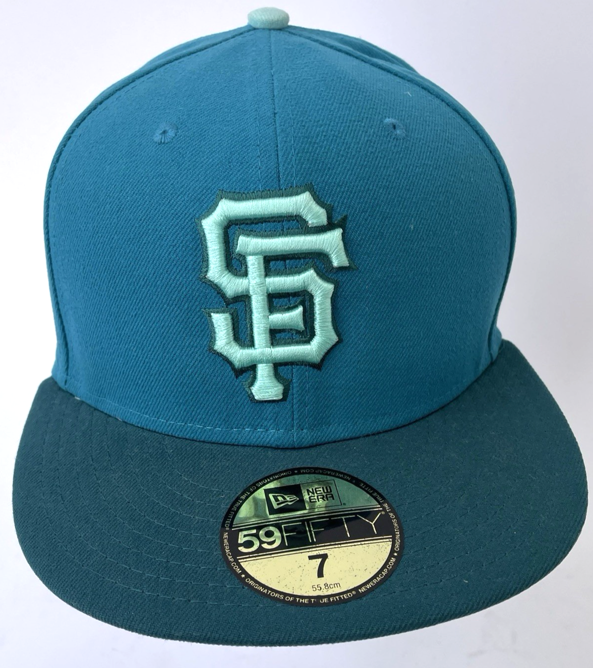 NEW ERA 59FIFTY SAN FRANCISCO GIANTS FITTED HAT SIZE 7 Turquoise Aqua Blue NWOT