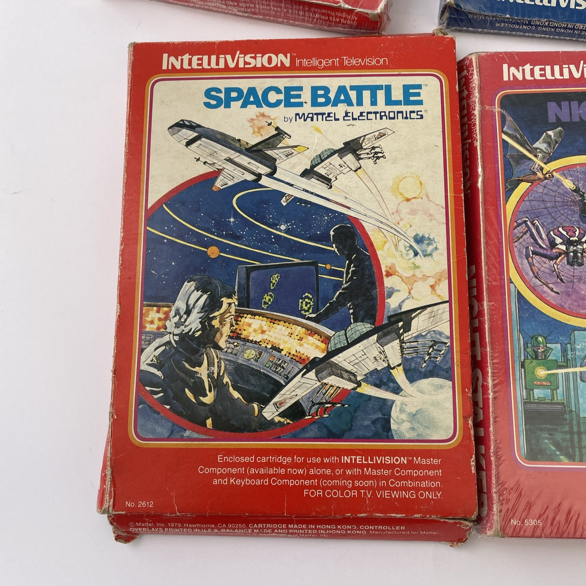 4 x INTELLIVISION Mattel Electronics Games Night Stalker Space Battle US Skiing+