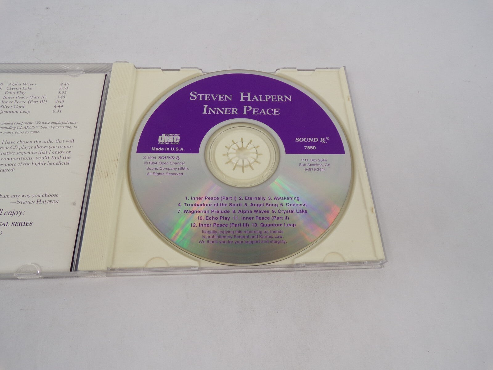 Steven Halpern Inner Peace Music For Realaxation & Well-Being Inner Peace CD#71