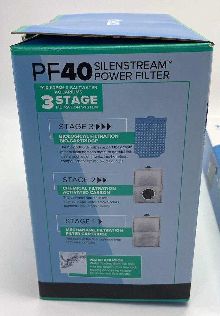 Top Fin SILENSTREAM PF40 Power Filter + Submersible Aquarium Heater 4 Fish Tank