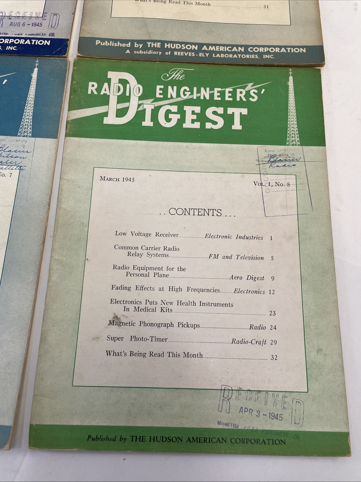 Lot of 8 x The Radio Engineers' Digest 1945 Edition Hudson American Corporation