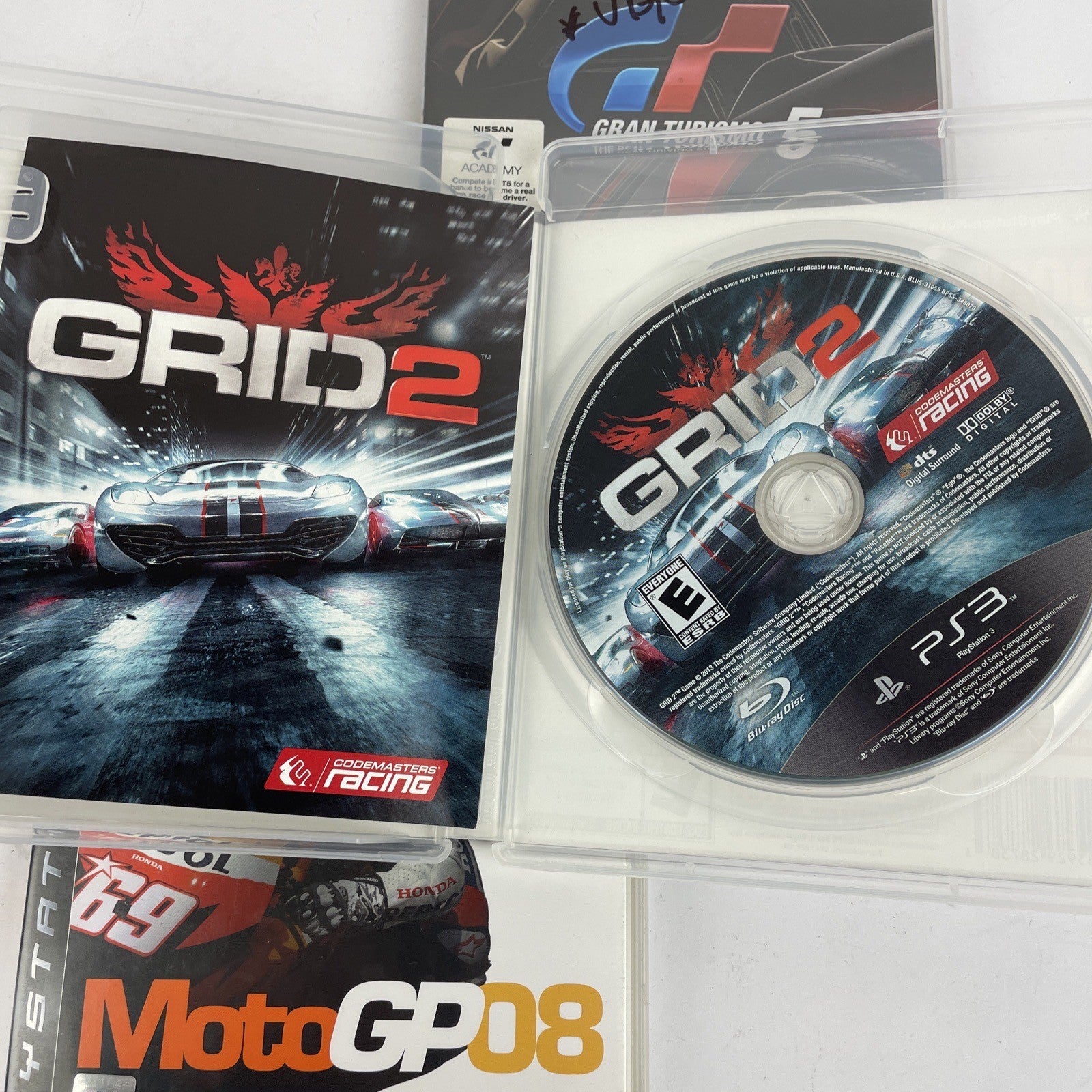 3 x PS3 Gran Turismo 5 GRID2 MOYOGP08 ( Sony PlayStation 3, 2012 ) W/ Manual (s)