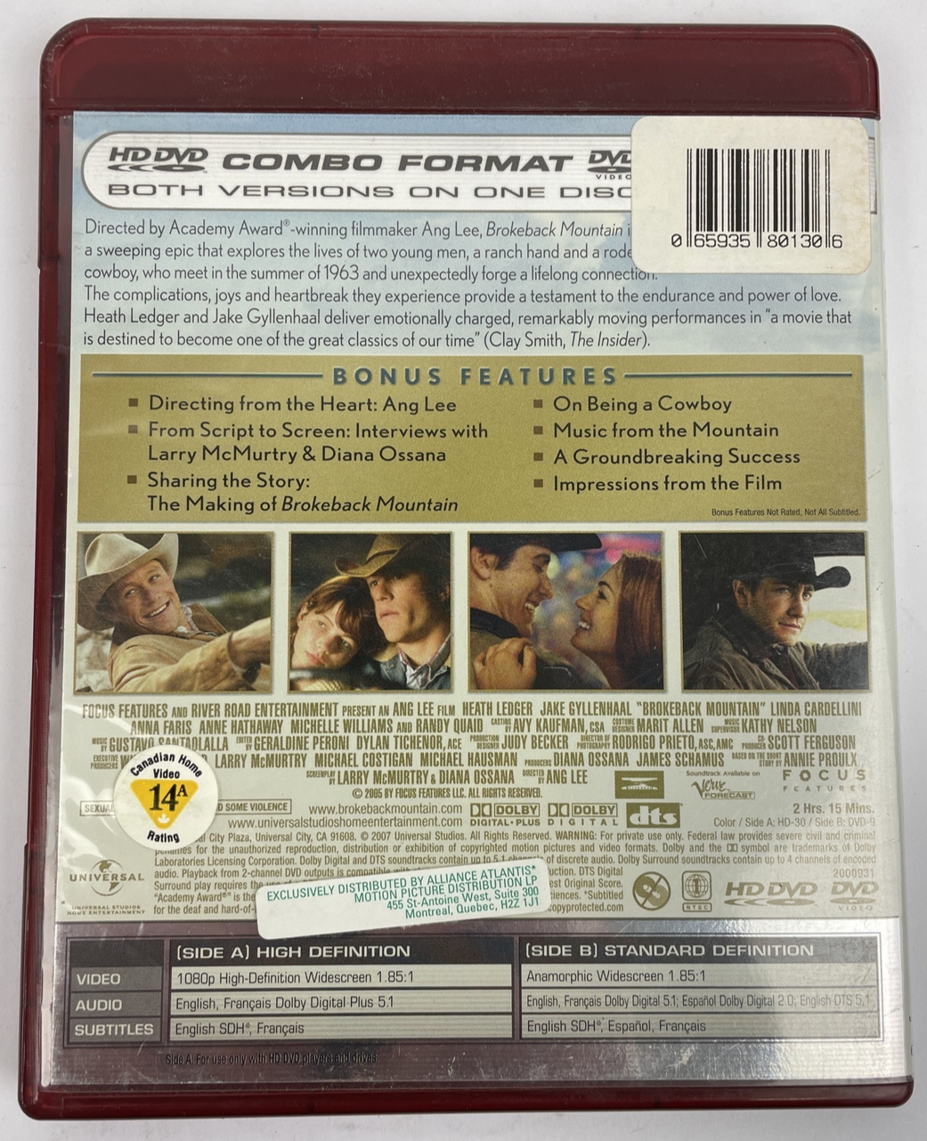 Brokeback Mountain - Combo HD DVD - US Edition Heath Ledger Jake Gyllenhaal MINT