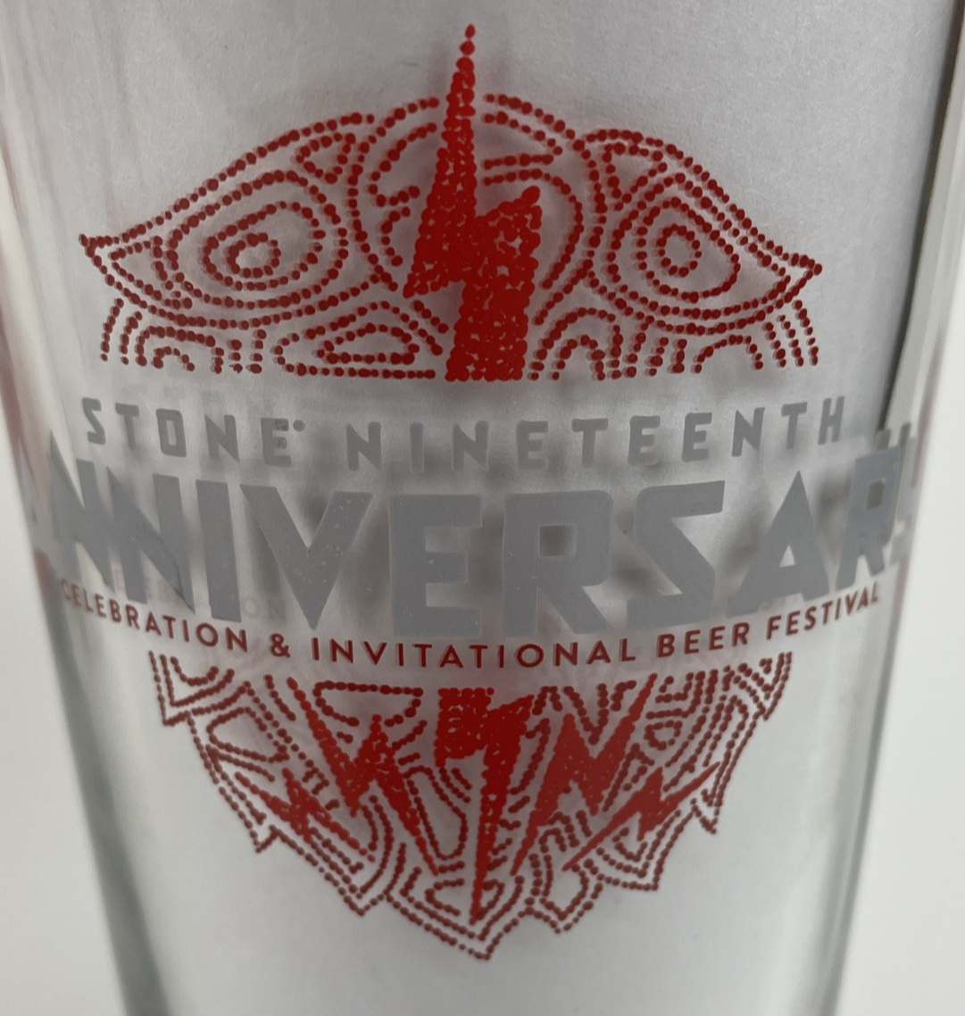 Lot of 5 x STONE BREWERY  19th Annaversary " Gargoyle Raise a PINT " GLASSES NOS