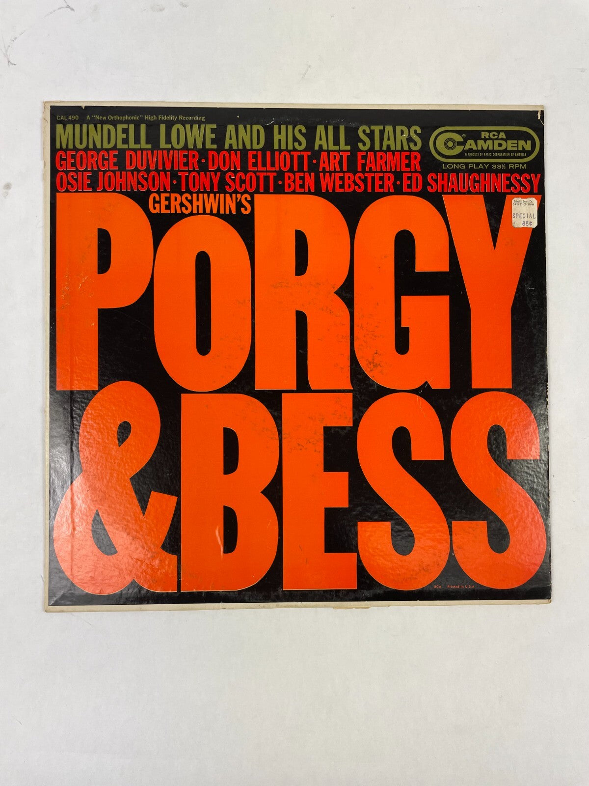 Porgy & Bess Mundell Lowe And His All Stars George Duvivier Vinyl Record