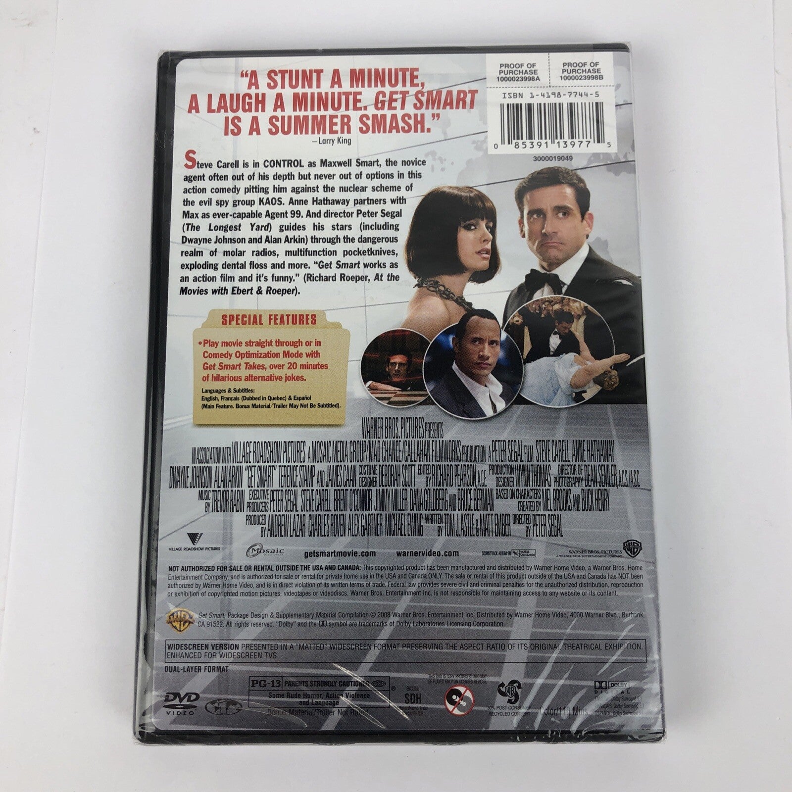 Get Smart (DVD, 2008) Steve Carell Anne Hathaway Dwayne Johnson New Sealed