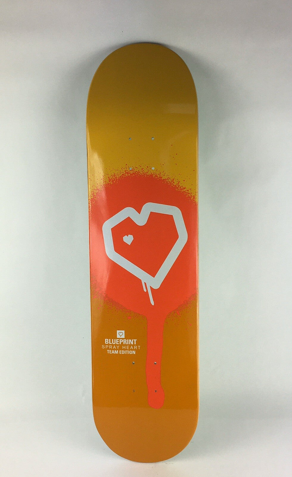 BLUEPRINT skateboards deck 8” RARE quality Spray Heart Orange Yellow