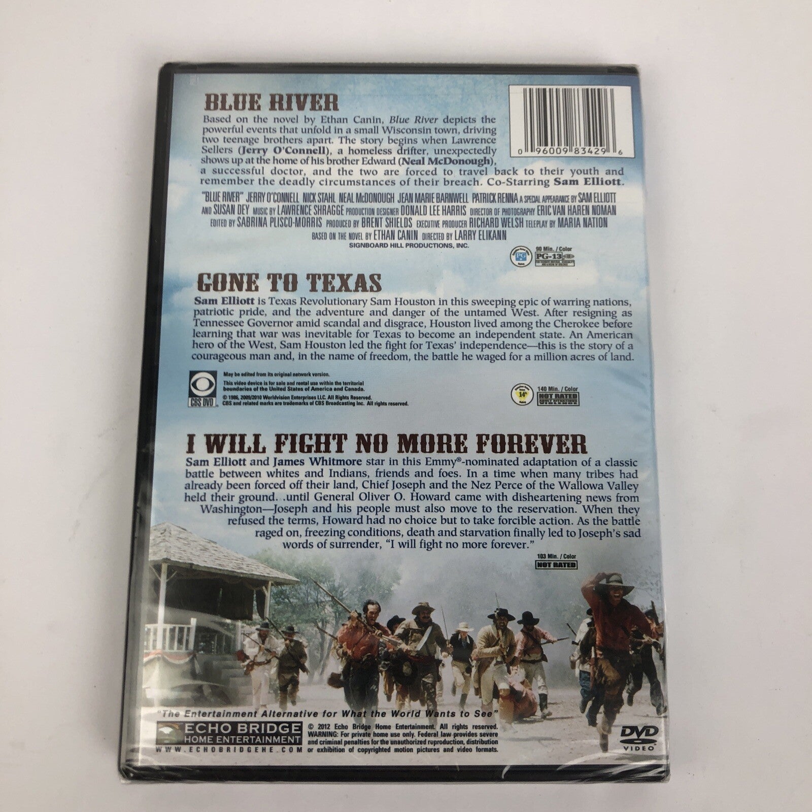Sam Elliott Triple Feature DVD; Blue River/Gone to Texas/I Will Fight No More...