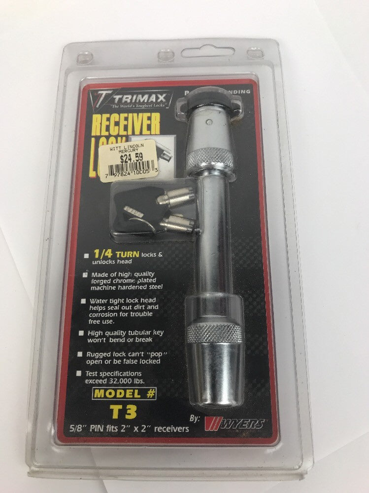 Trimax T3 Premium Chrome 5/8" Keyed Receiver Locking Pin 2 3/4" Span Deal