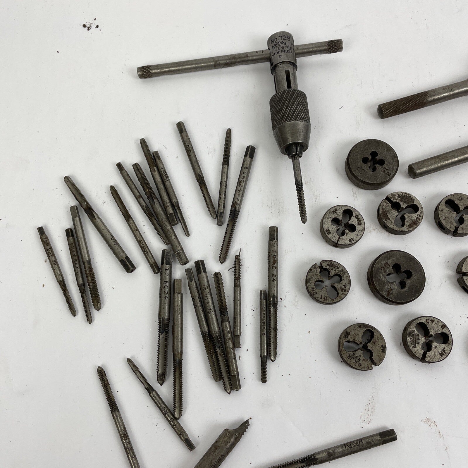 Vintage Tap & Die Mixed Lot 75 + Greenfield West Germany R&N Handle w Case LOOK